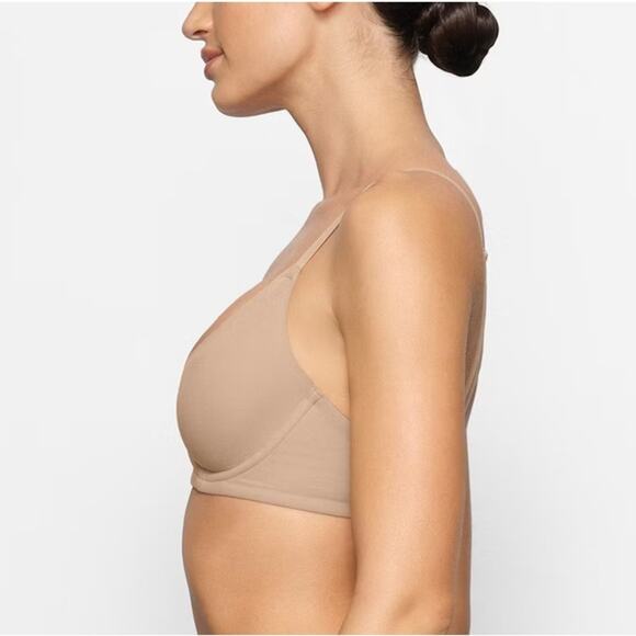SKIMS No show molded unlined Demi clay Tan Underwire Bra NEW Size 34C - Picture 2 of 9